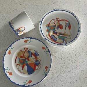 Tiffany & Co. Seashore Dinnerware Set with Blue, Red, Orange Nautical Motif